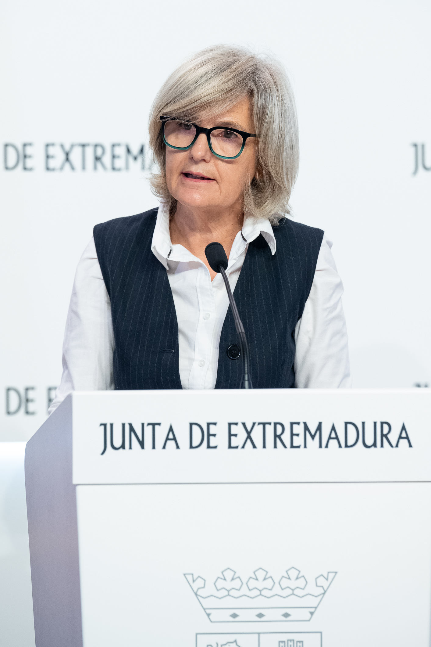 La portavoz de la Junta, Victoria Bazaga, durante la rueda de prensa.