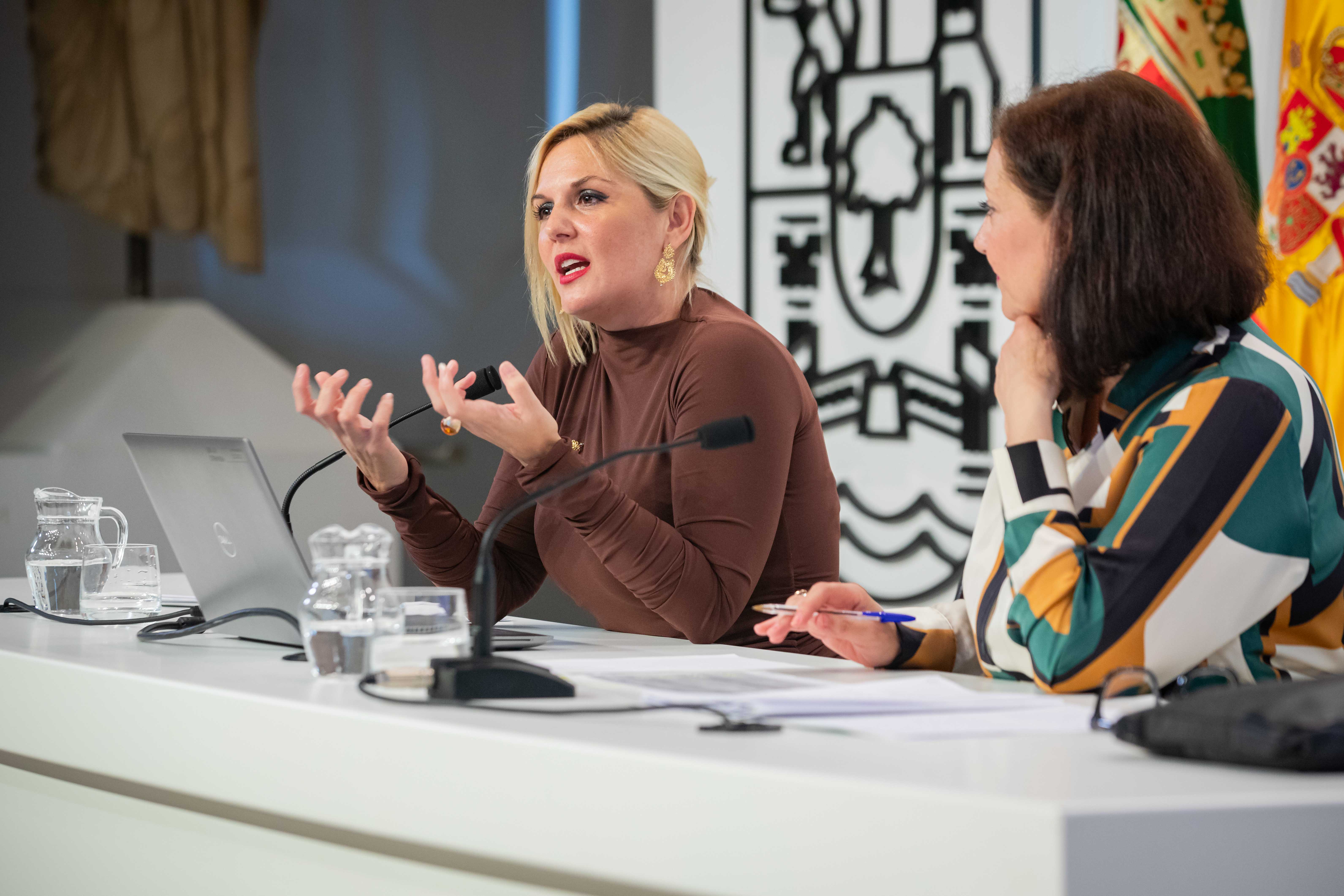 La consejera de Hacienda y Administración Pública, Elena Manzano, durante la rueda de prensa.