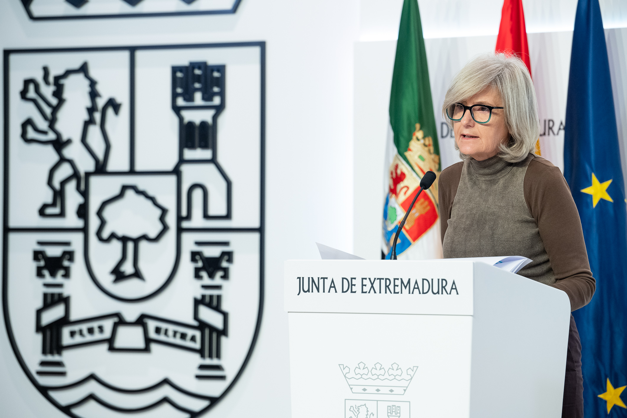 Foto de la portavoz de la Junta en la rueda de prensa posterior al Consejo de Gobierno