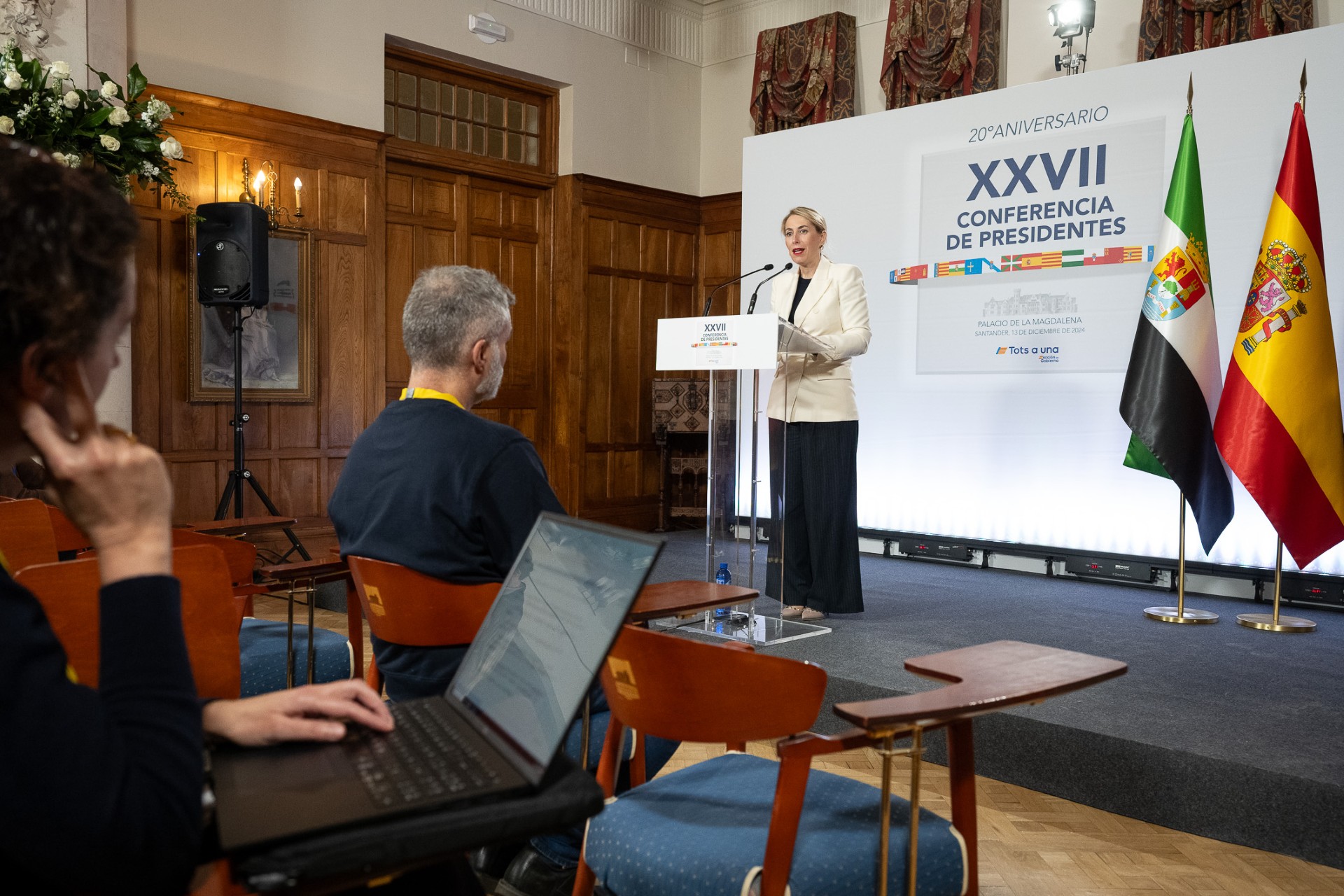 Imagen de la presidenta en la rueda de prensa posterior a la Conferencia de Presidentes